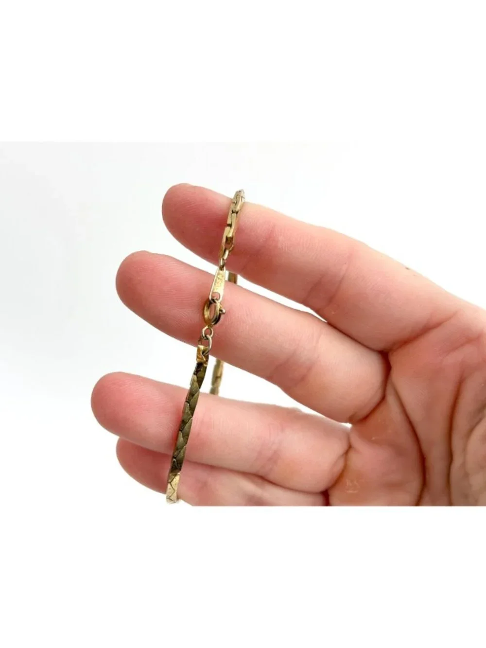 Gold Toned Cobra Chain Minimalist 80's Vintage Bracelet